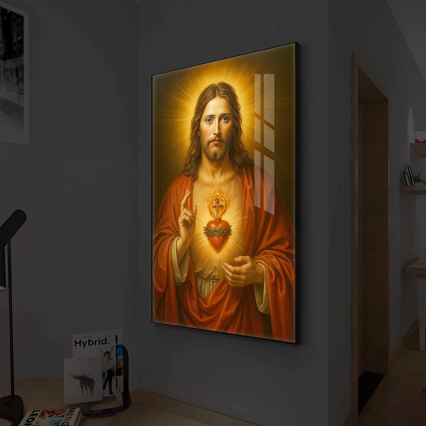Heart Of Jesus Modern Luxury Backlight Vertical Wall Art