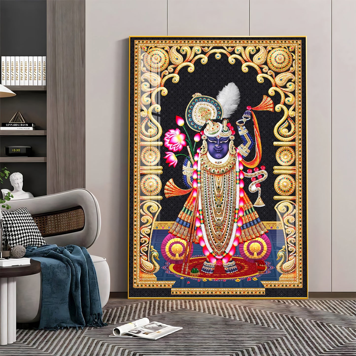 Celestial Krishna Premium Acrylic Vertical Wall Art