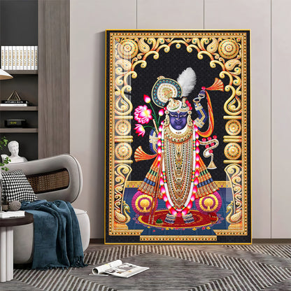 Celestial Krishna Premium Acrylic Vertical Wall Art