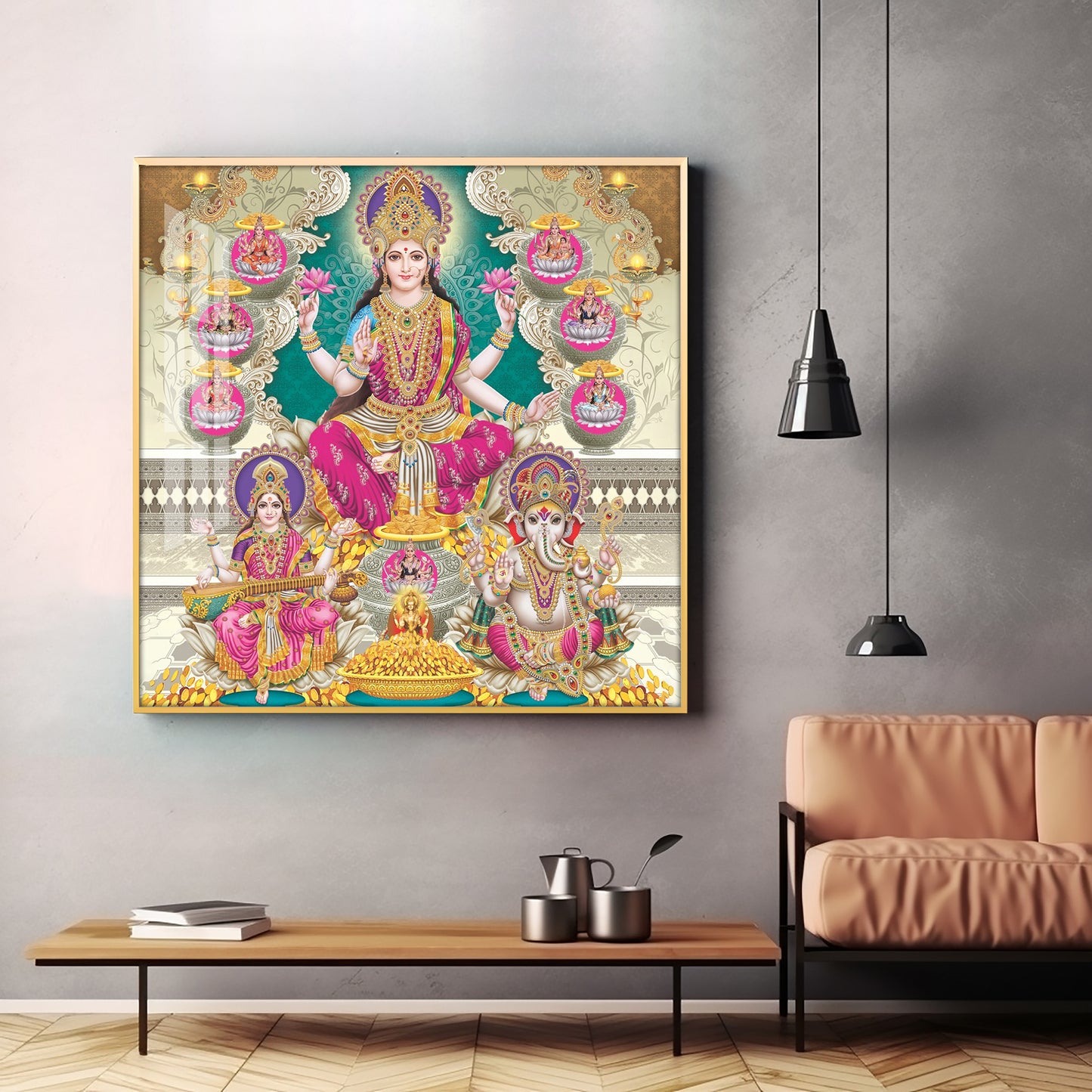 Maa Laxmi Premium Acrylic Square Wall Art