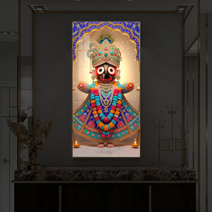 Jai Shri Jagannath Ji Modern Luxury Backlight Vertical Wall Art