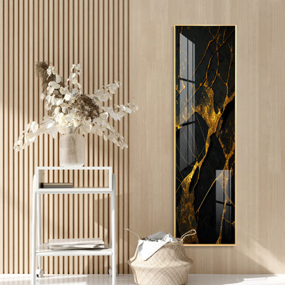 Golden Crack Pattern Premium Acrylic Vertical Wall Art