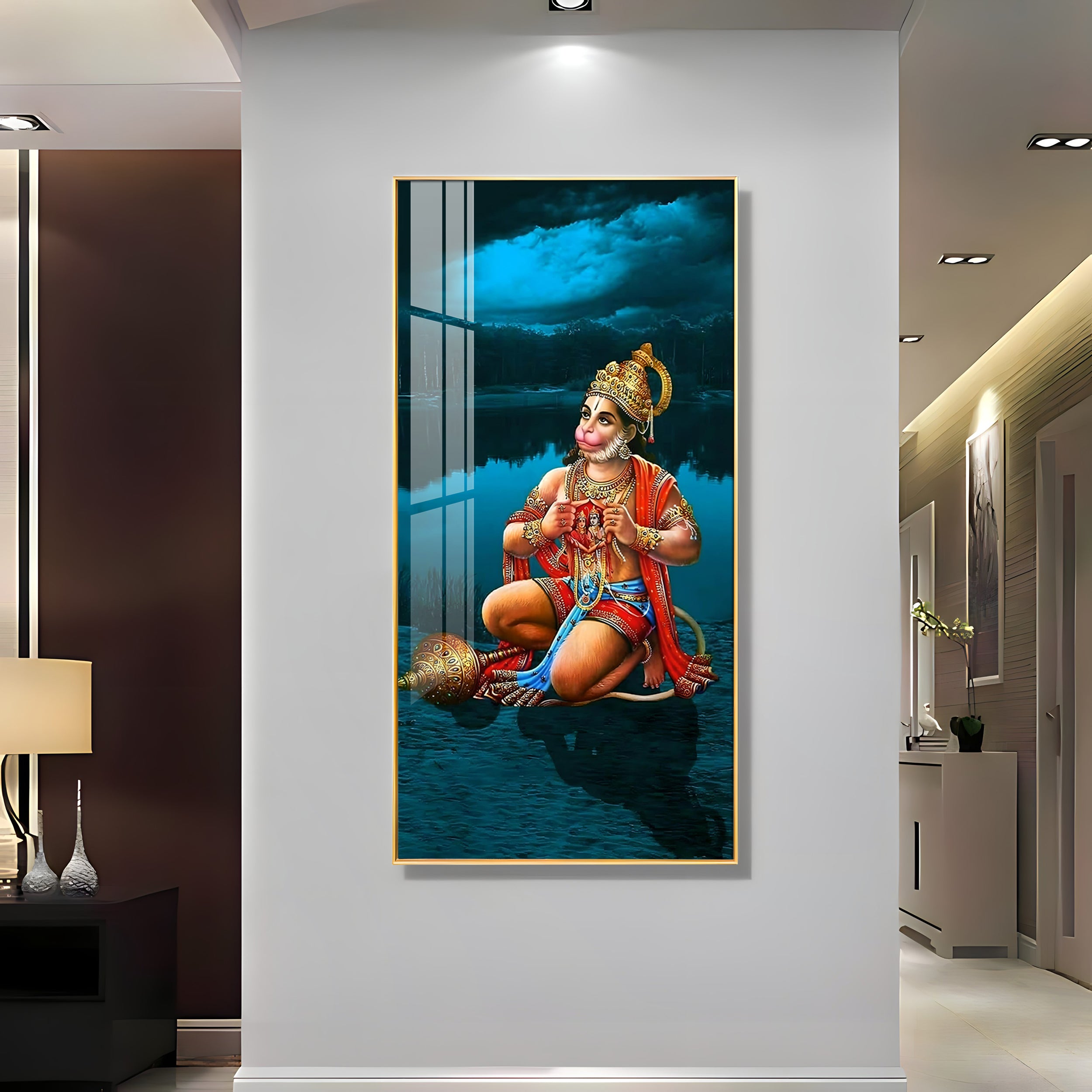 Shree Ram Bhakt Hanuman Premium Acrylic Vertical Wall Art