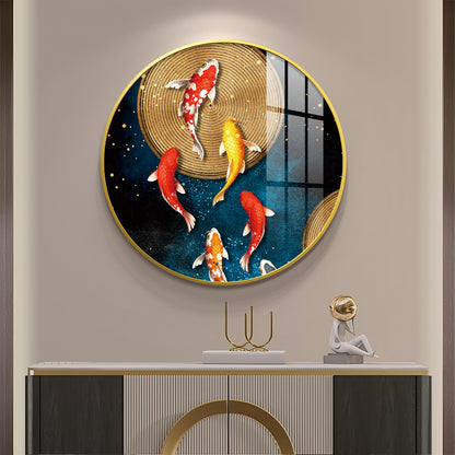 Koi Harmony Premium Acrylic Round Wall Art