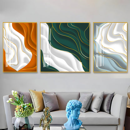 Colorful Waves  Premium Acrylic Wall Art (Set of 3)