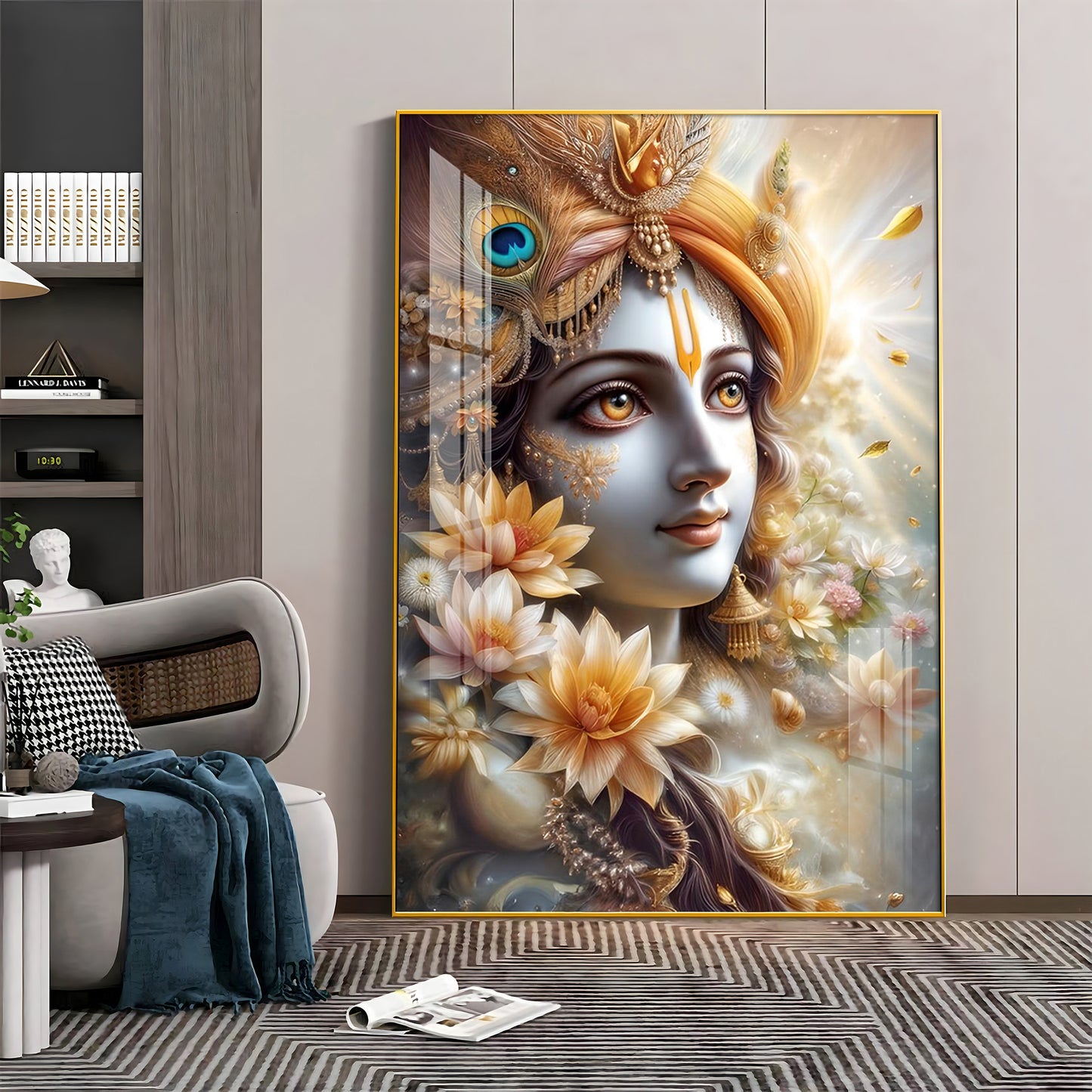 Krishna Bhakti Premium Acrylic Vertical Wall Art