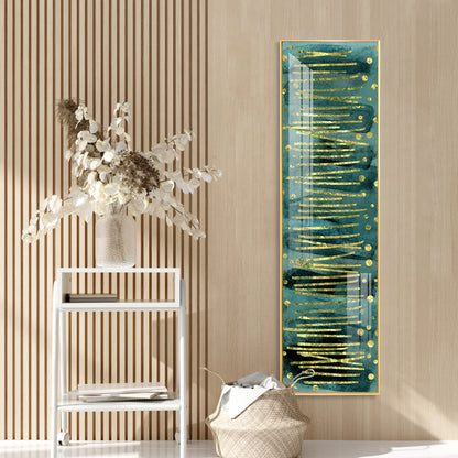 Gold Stripes & Dots Design Premium Acrylic Vertical Wall Art