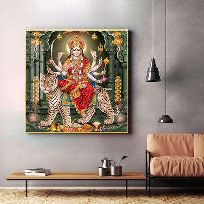 Goddess on Tiger Premium Acrylic Square Wall Art