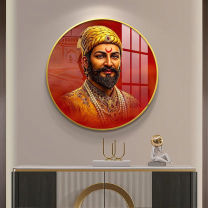 Shivaji Maharaj Premium Acrylic Round Wall Art