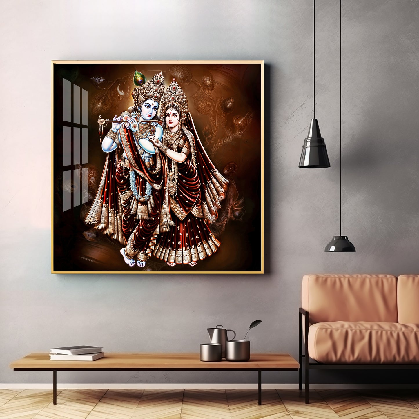 Beautiful Radha Krishna Premium Acrylic Square Wall Art