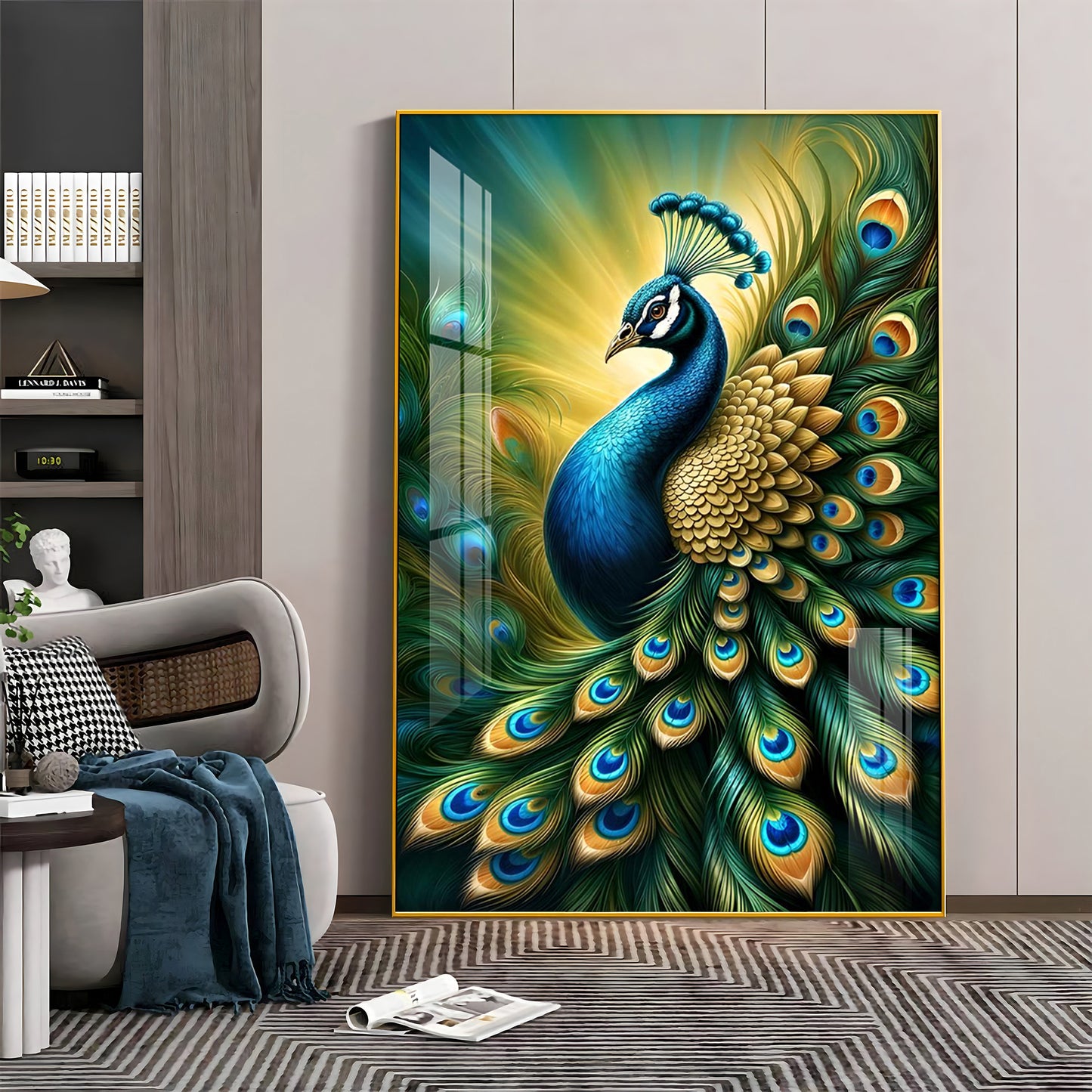 Heavenly Peacock Premium Acrylic Vertical Wall Art