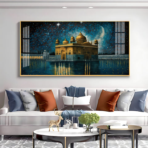 Beautiful Golden Temple With Constellation Premium Acrylic Horizontal Wall Art
