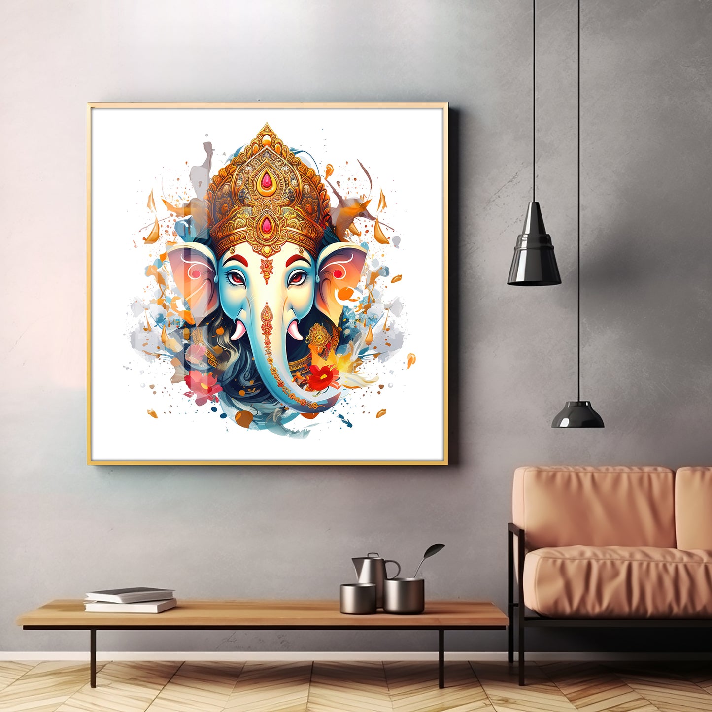 Vighanharta Ganesh Premium Acrylic Square Wall Art