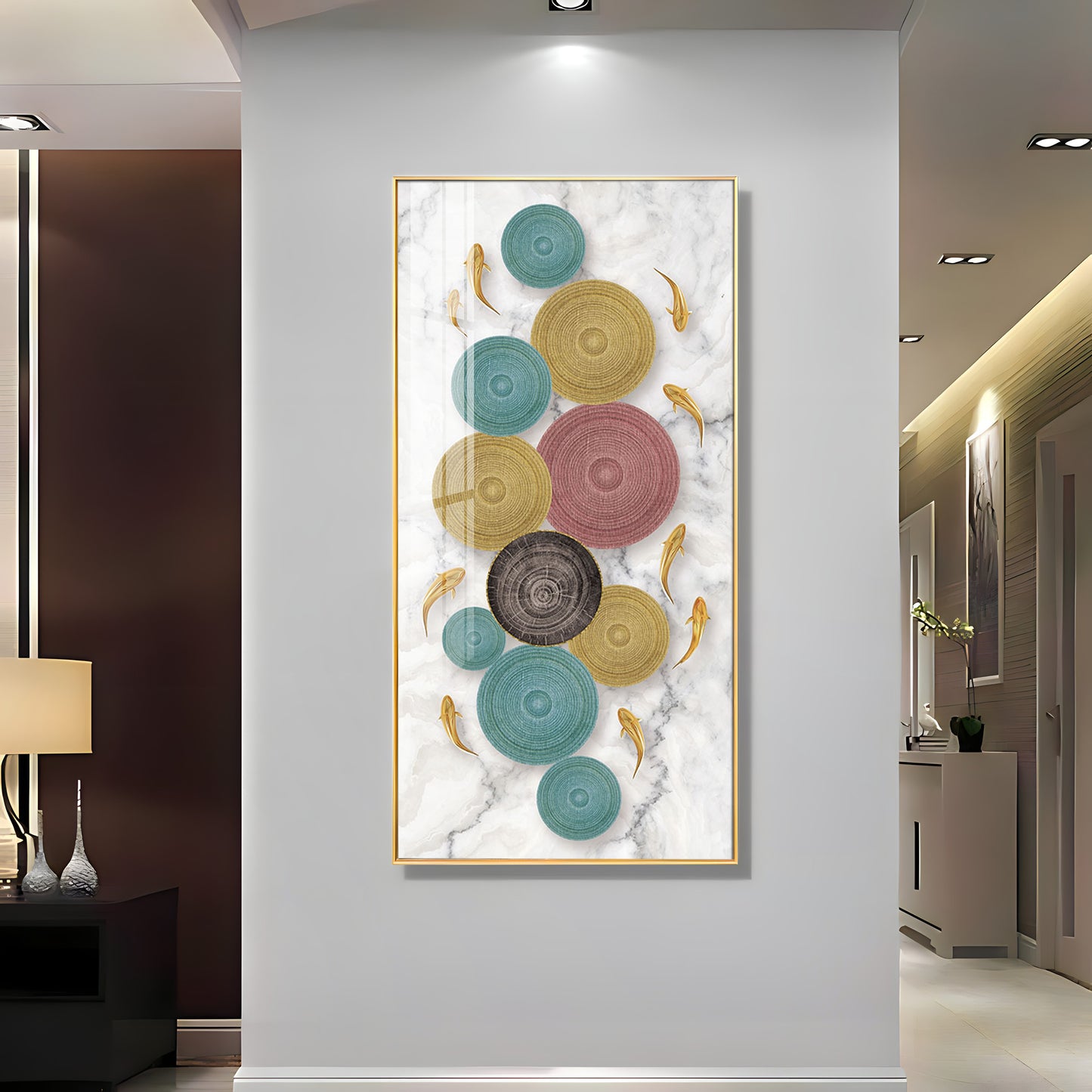 Colorful Discs & Fishes Luxury Crystal Wall Art