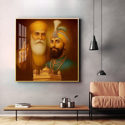 Waheguru ji Guru Nanak Dev ji Premium Acrylic Square Wall Art