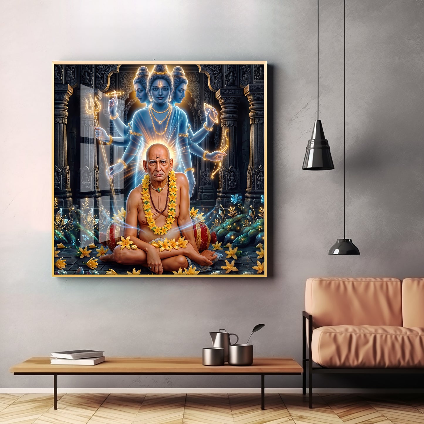 Divine Swami Samarth Premium Acrylic Square Wall Art
