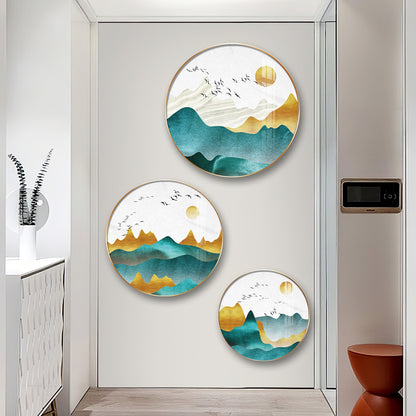Mountain Scenery Premium Acrylic Round Wall Art (Set of 3)