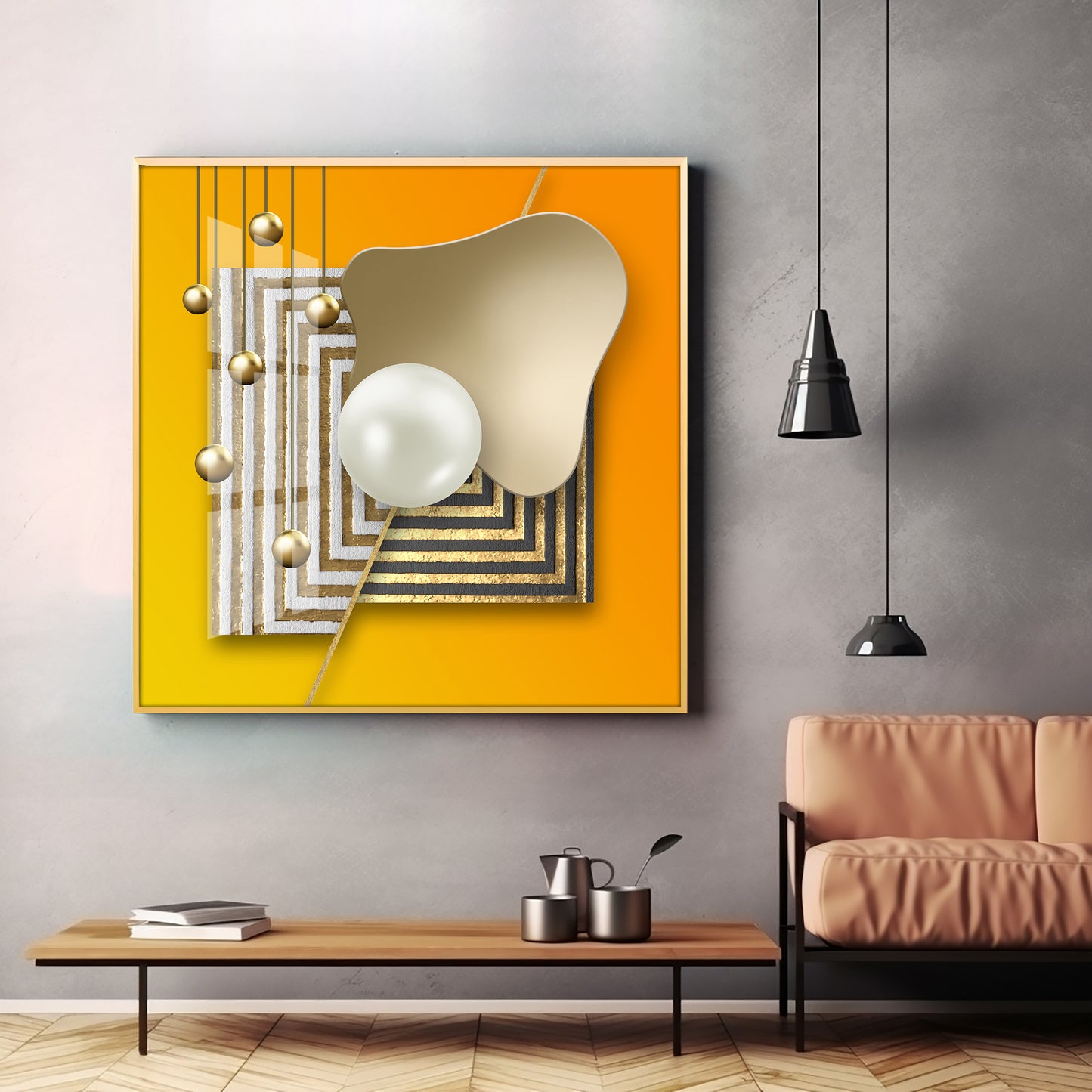 Abstract Gold Premium Acrylic Square Wall Art