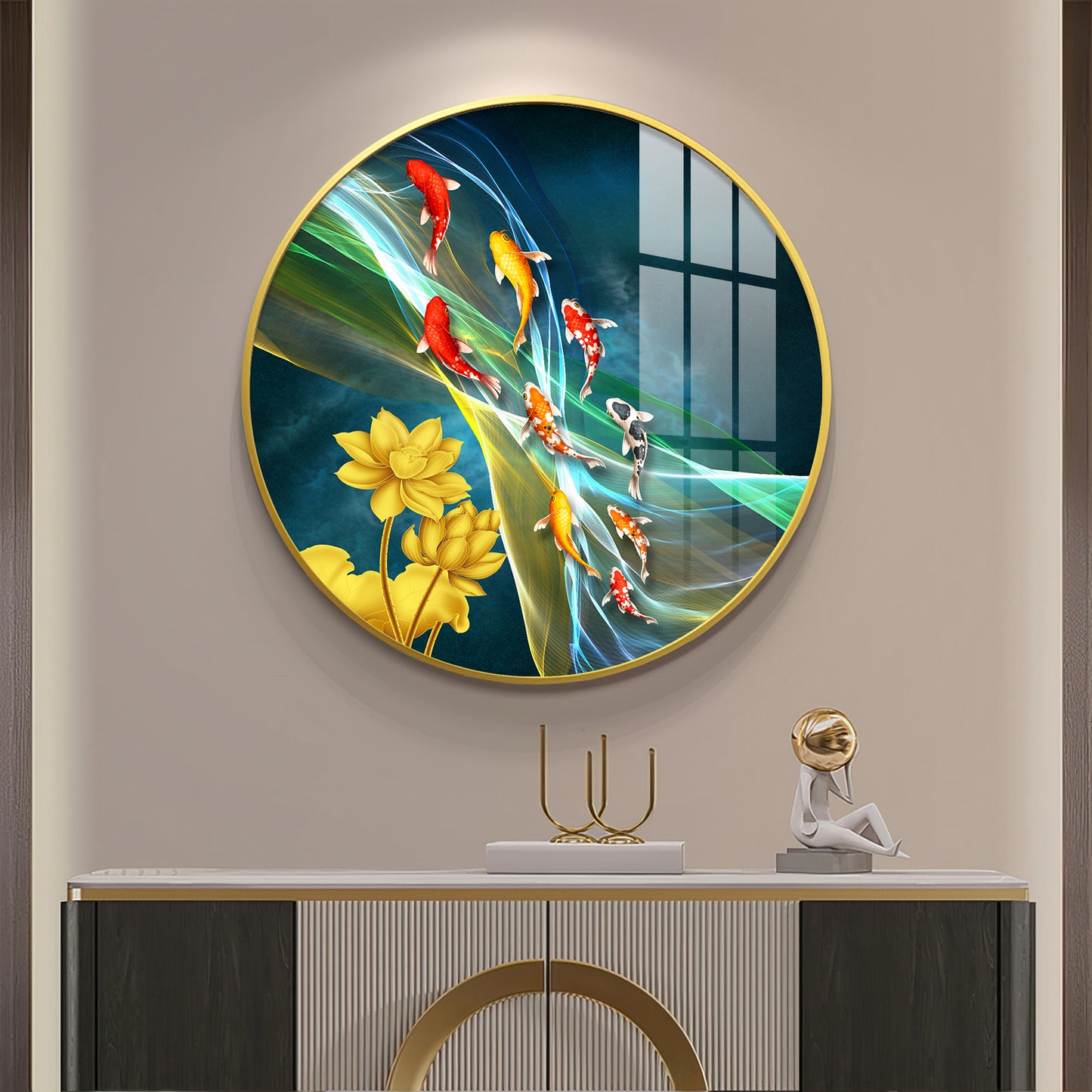 Aquatic Harmony Premium Acrylic Round Wall Art