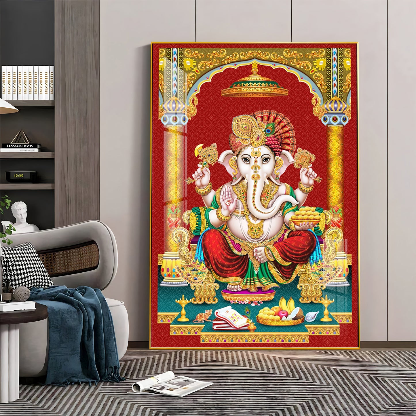 Majestic Lord Ganesha Premium Acrylic Vertical Wall Art