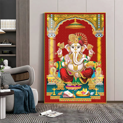 Majestic Lord Ganesha Premium Acrylic Vertical Wall Art