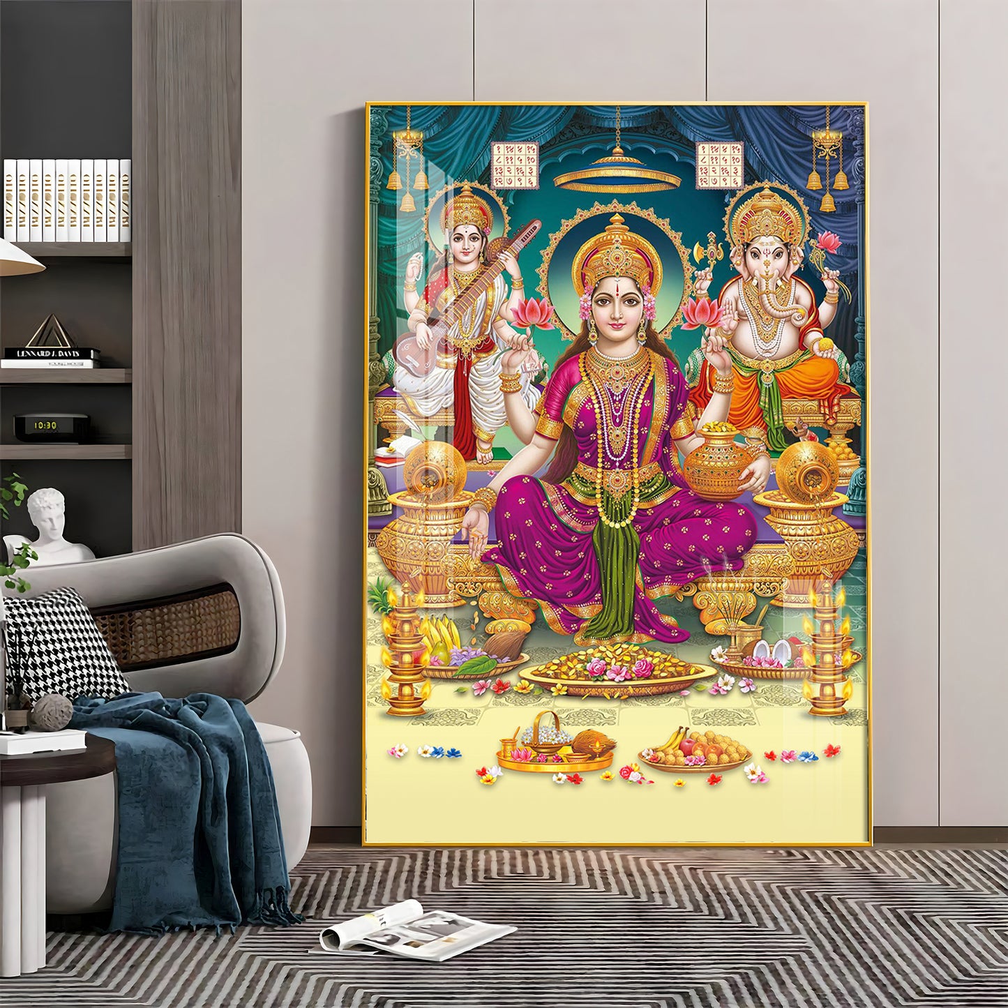 Spiritual Laxmi Ji Divinity Premium Acrylic Vertical Wall Art