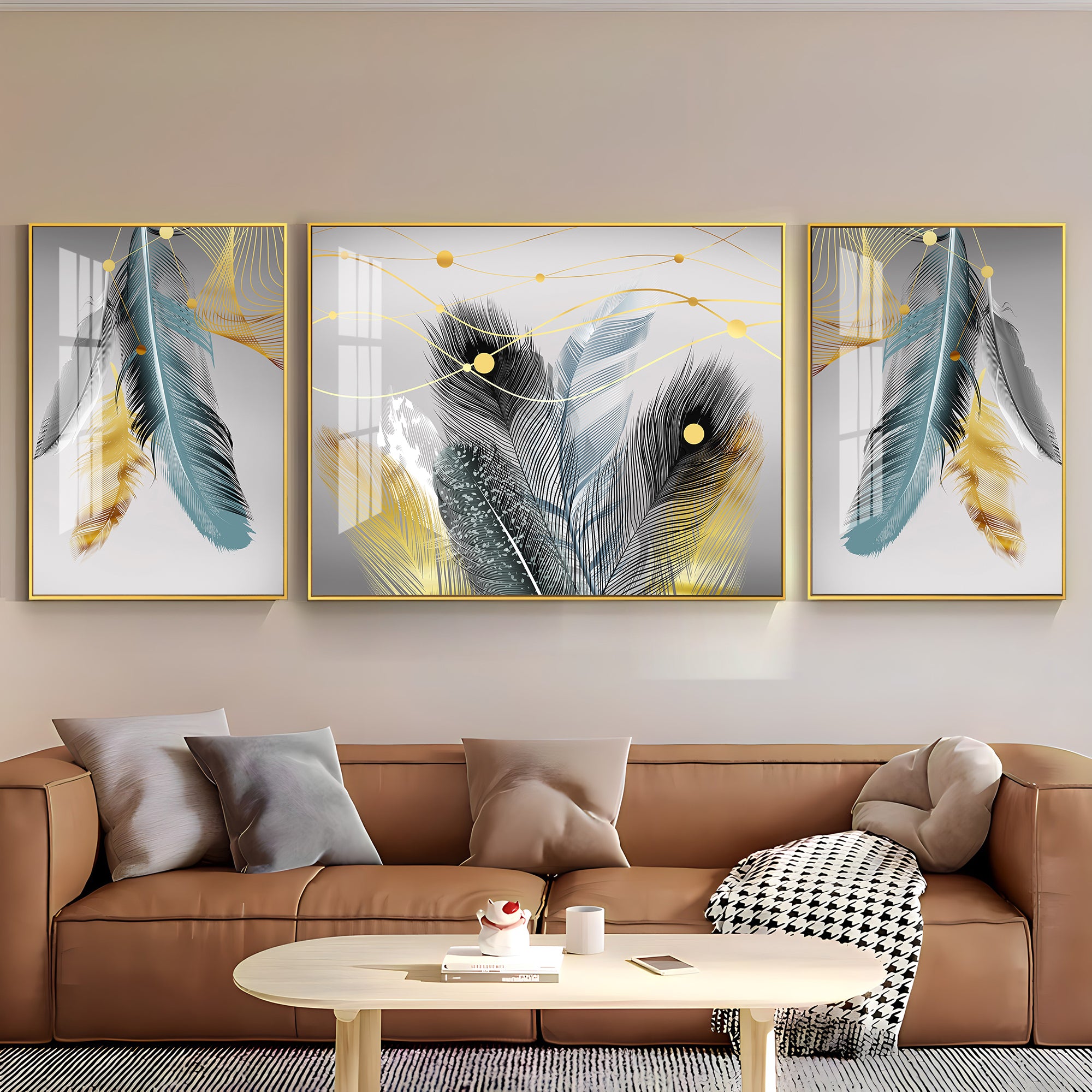 Rare Black Feather Premium Acrylic Wall Art (Set of 3)