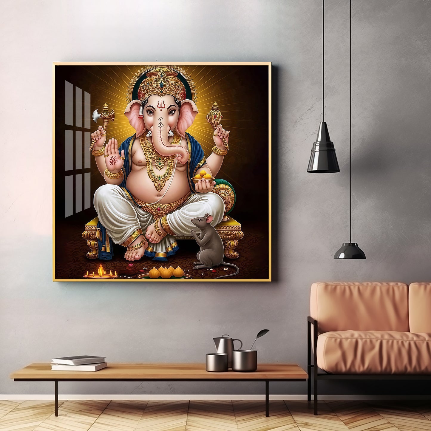 Ganesha Ji Premium Acrylic Square Wall Art