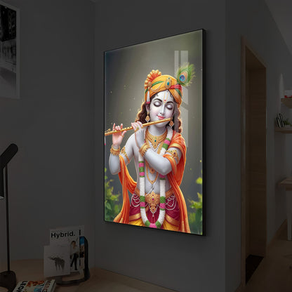 Shri Krishna Modern Luxury Backlight Vertical Wall Art