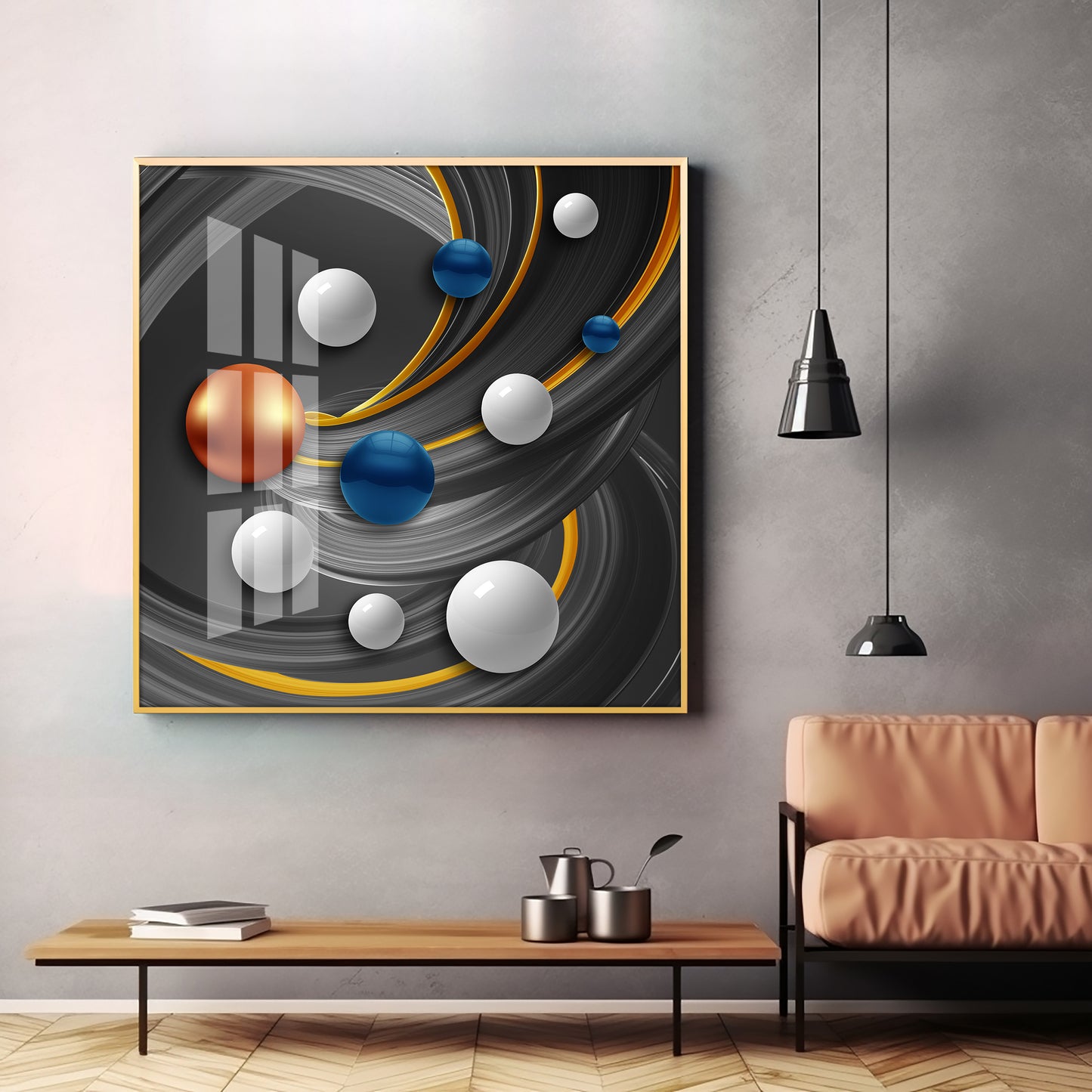 Colorful Circles Premium Acrylic Square Wall Art