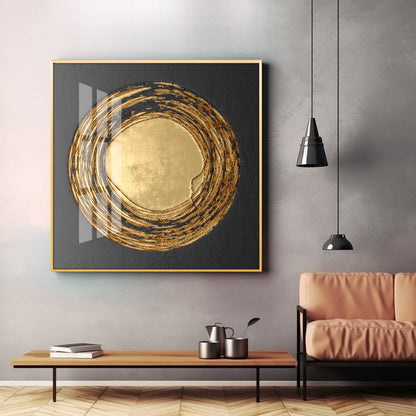 Retro Golden Circle Premium Acrylic Square Wall Art