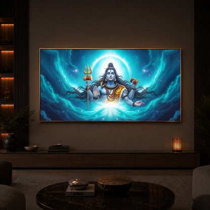 Cosmic Shiva Modern Luxury Backlight Horizontal Wall Art