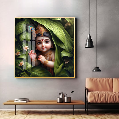 Ladoo Gopal Premium Acrylic Square Wall Art