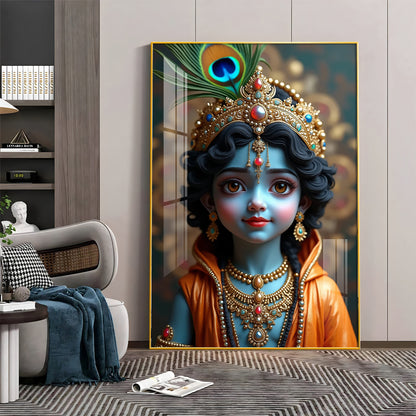 Cute Portriate Of Little Krishna Premium Acrylic Wall Art