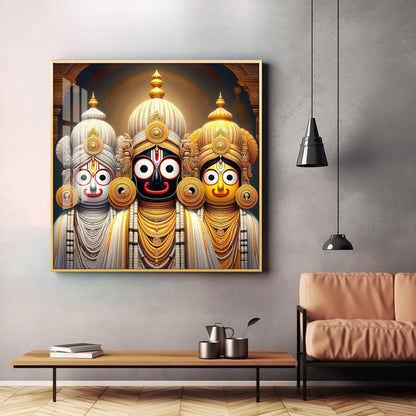 Lord Jagannath Balabhadra And Subhadra Premium Acrylic Square Wall Art