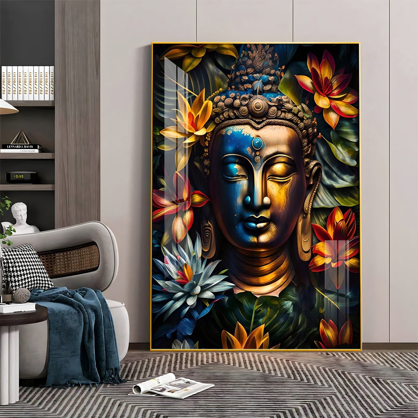 Lord Buddha Face Premium Acrylic Vertical Wall Art