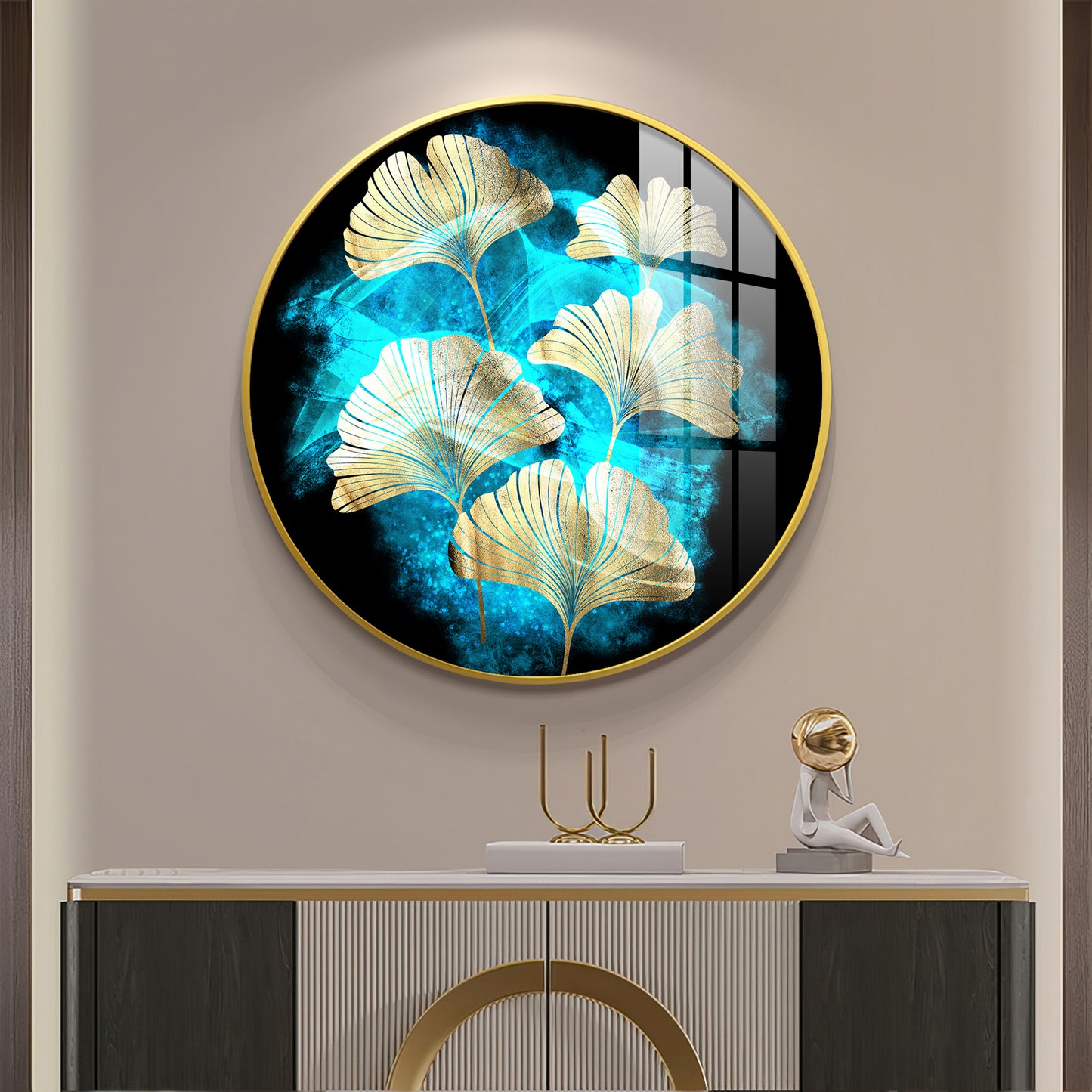 Leaf Medley Premium Acrylic Round Wall Art