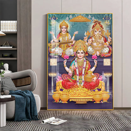 Goddess Grace Of Laxmi Premium Acrylic Vertical Wall Art