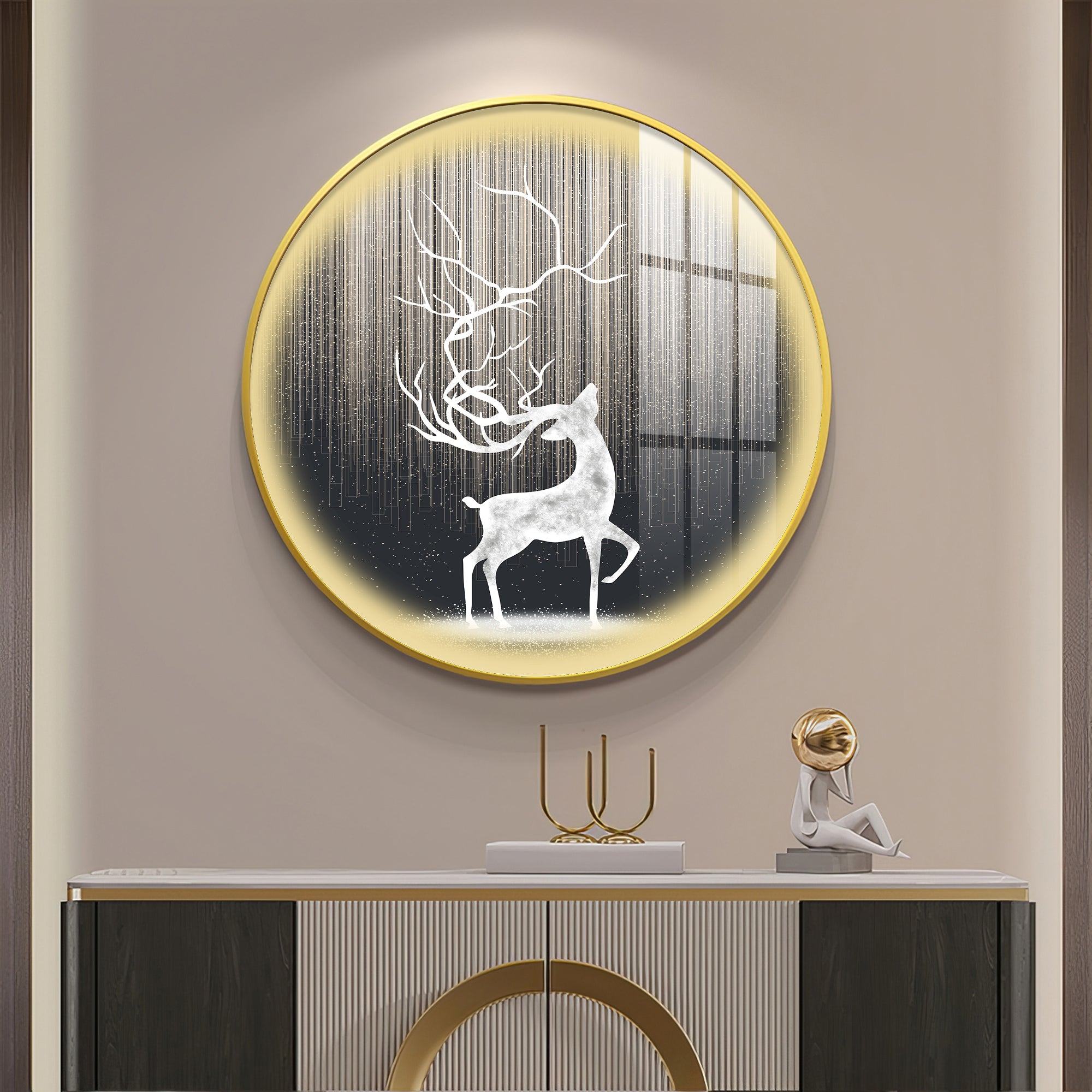 Enchanted Deer Premium Acrylic Round Wall Art
