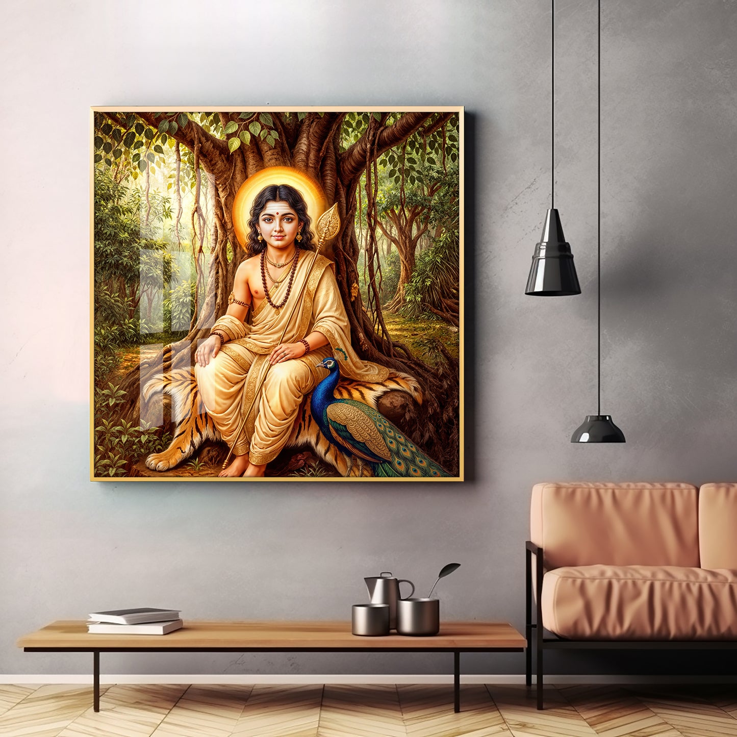 Divine Kartikeya Premium Acrylic Square Wall Art