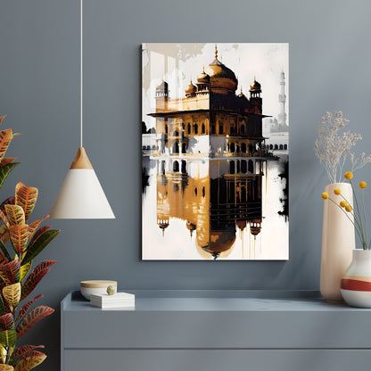 Shades of Golden temple Acrylic Wall Art