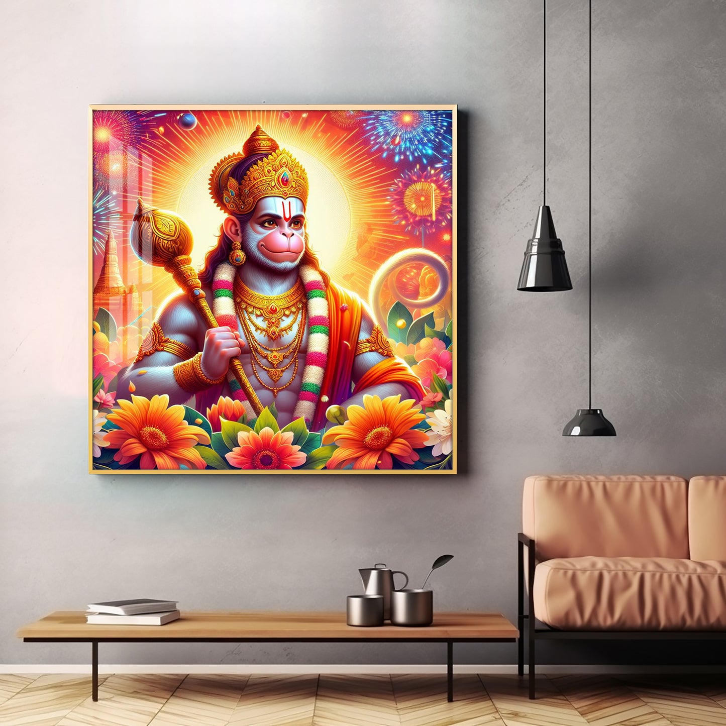 Jai Hanuman Premium Acrylic Square Wall Art