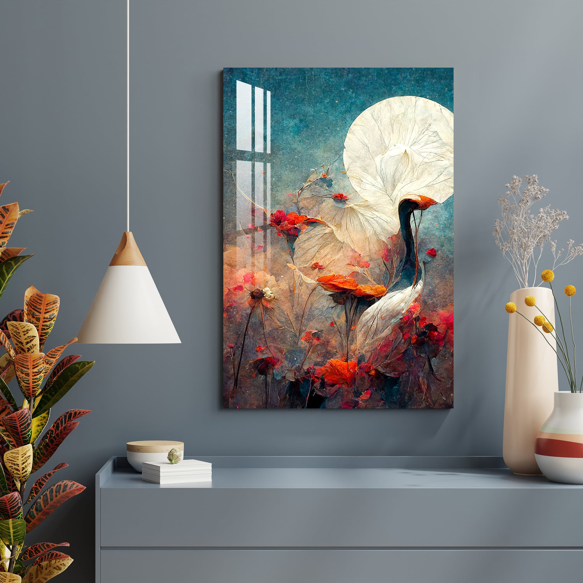 The Red Crane Acrylic Wall Art