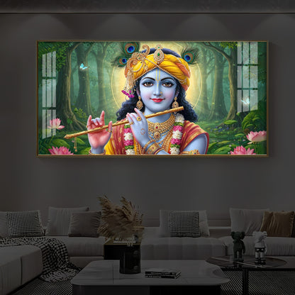 Shri Krishna Ji Modern Luxury Backlight Horizontal Wall Art