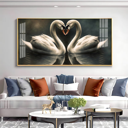 Soulful Vibrant Two Swan Premium Acrylic Horizontal Wall Art