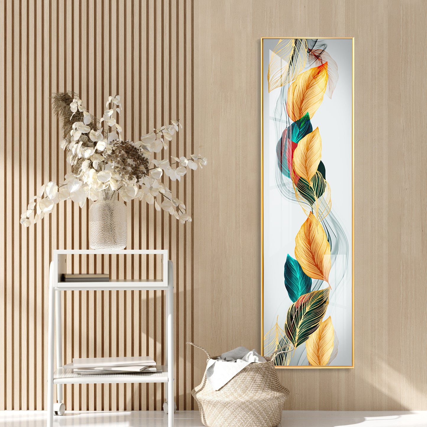 Flowing Leaves Premium Acrylic Vertical Wall Art