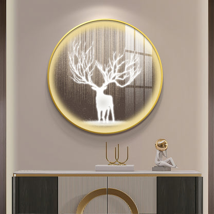Antlered Reflection Premium Acrylic Round Wall Art