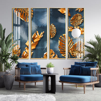 Luxury Leaves Premium Acrylic Vertical Wall Art (set of 4)