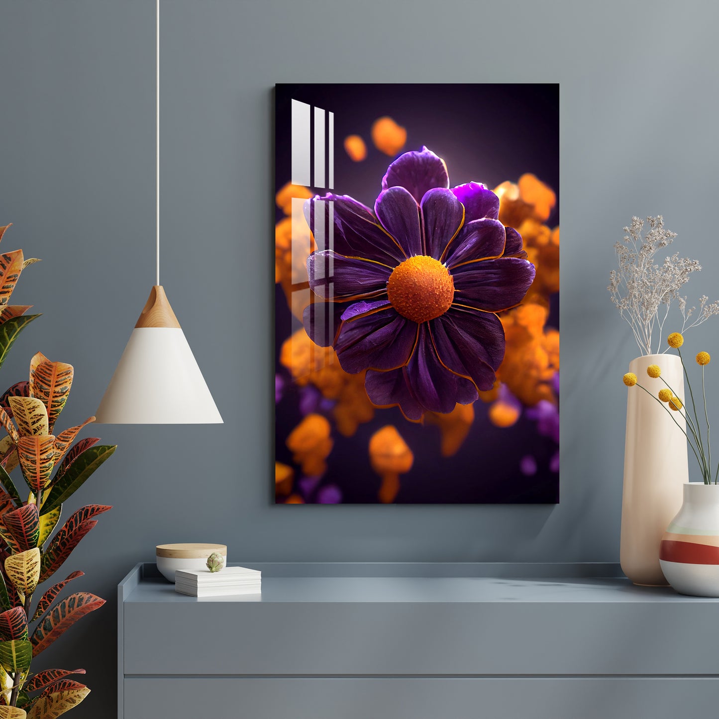 Violet African Marigold Acrylic Wall Art