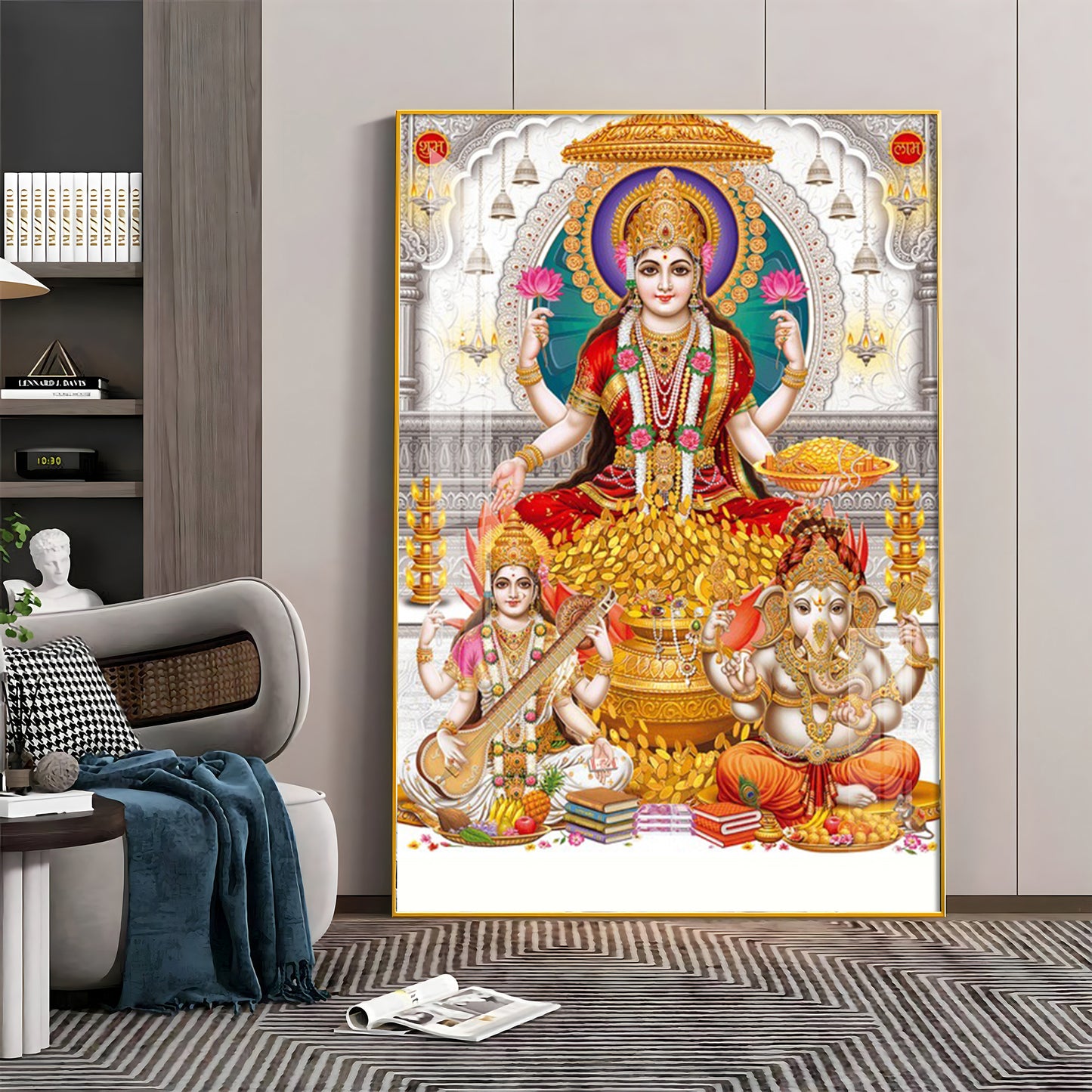 Mural of Goddess Laxmi Premium Acrylic Vertical Wall Art